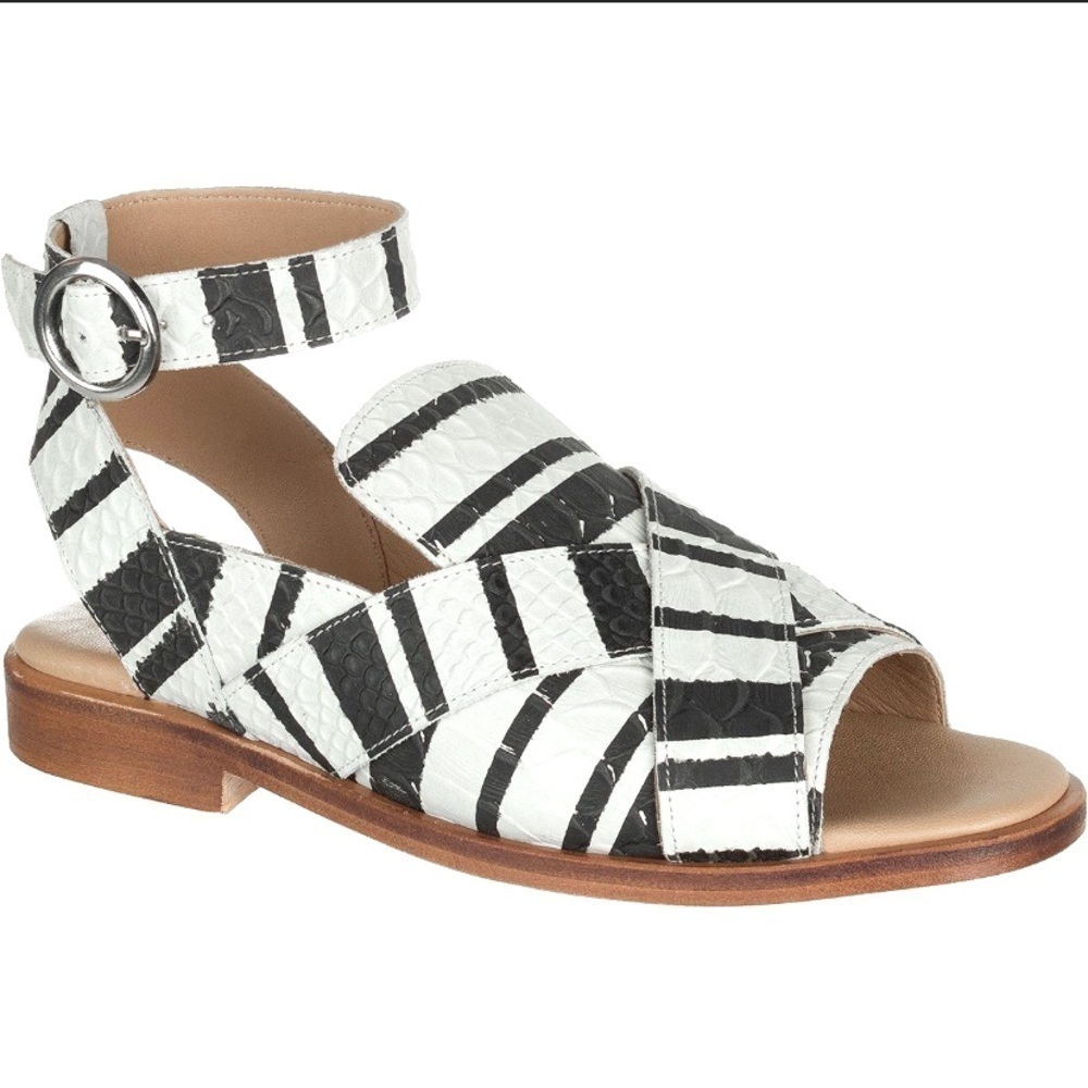 Free People leather Catalina Mono White and Black Sandals Size 7 - Picture 3 of 6